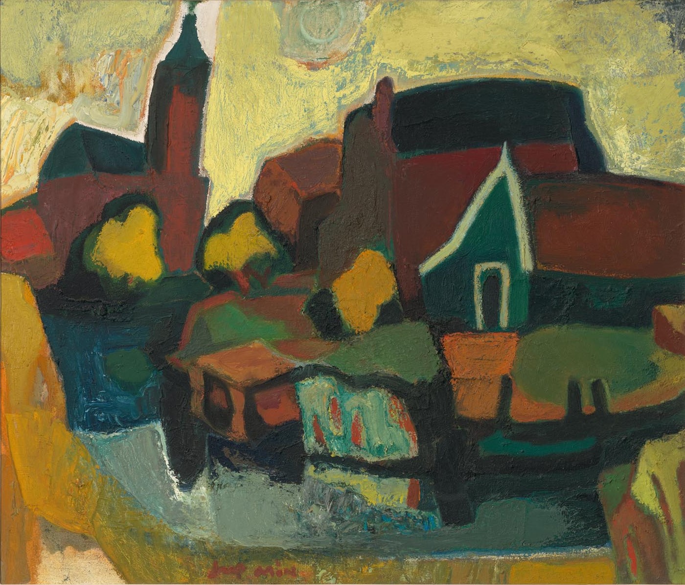 Jaap Min Dorpsgezicht 60x70-zonder lijst