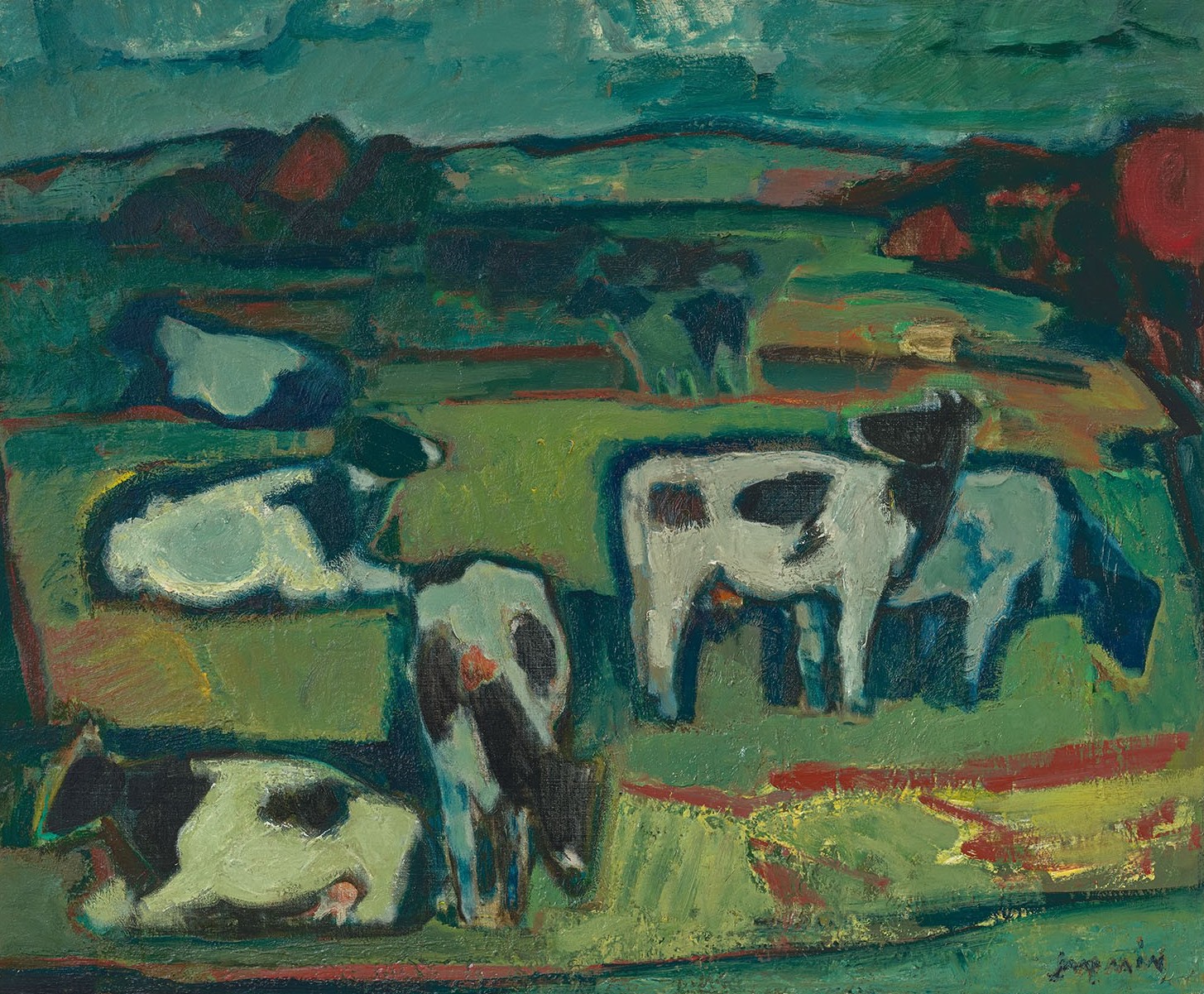 Jaap Min-Koeien in weiland zonder lijst