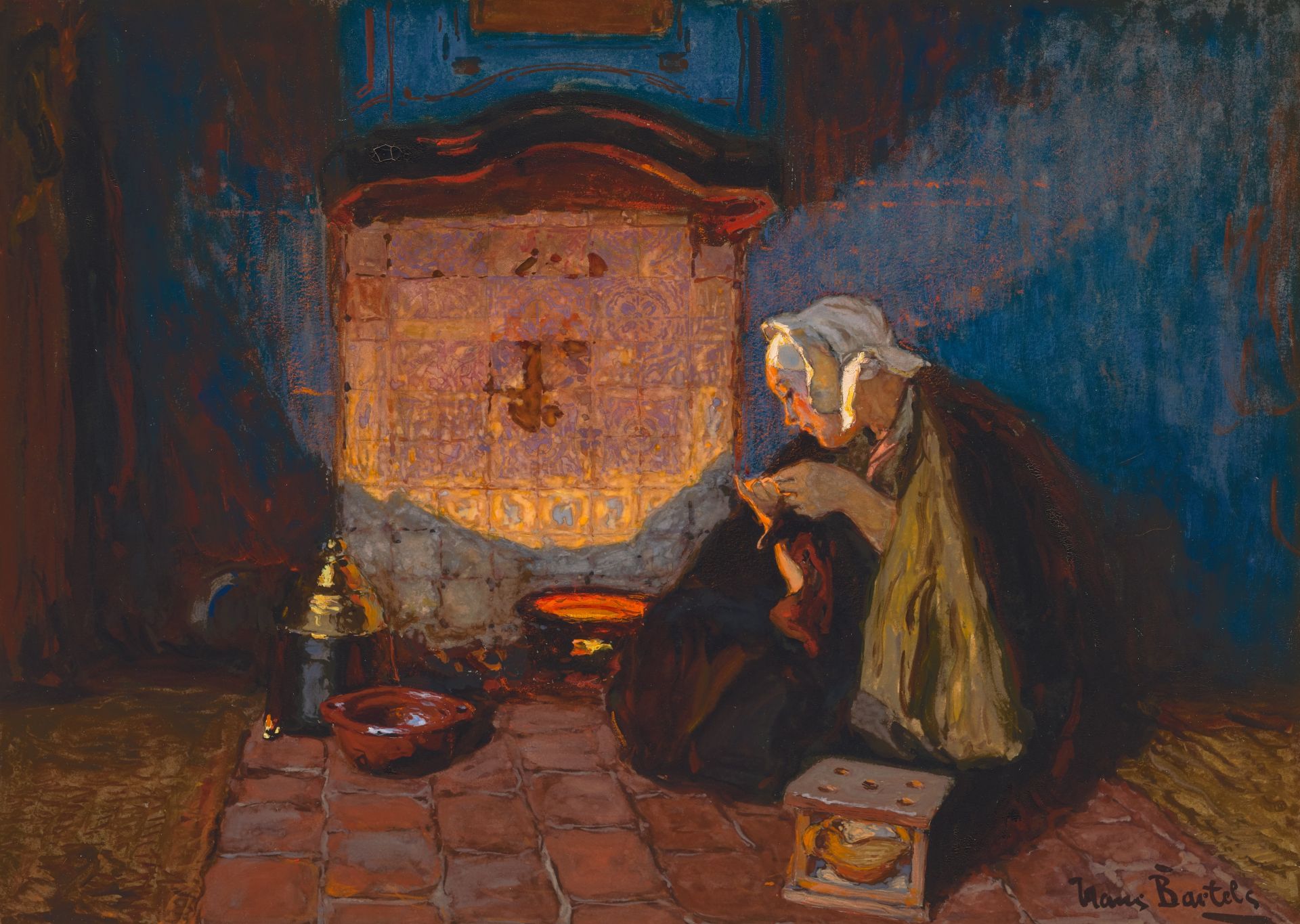 Hans von Bartels vrouwtje bij het vuur Studio 2000 zonder lijst