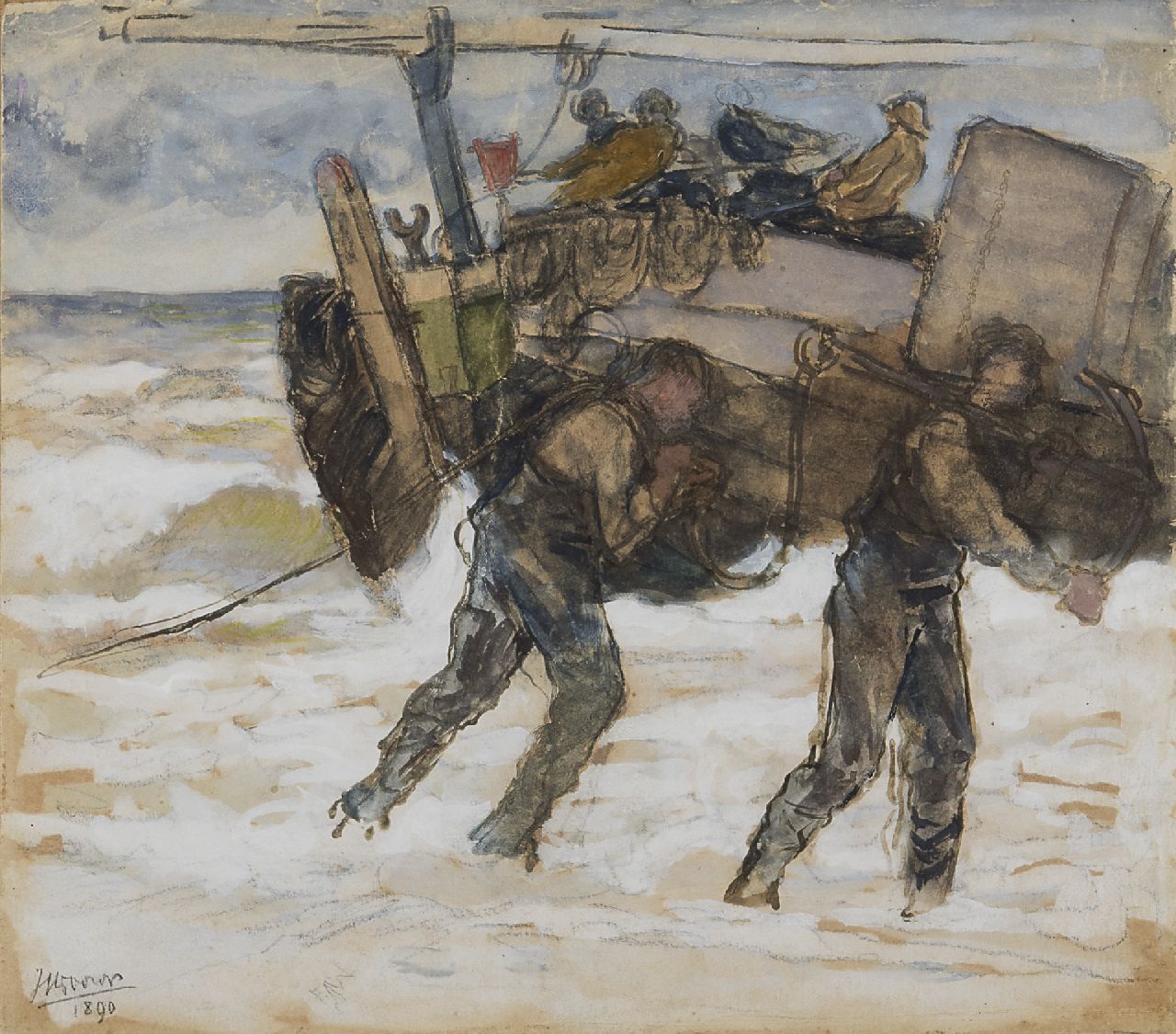 Jan Toorop Vertrek van een bomschuit Katwijk 1890