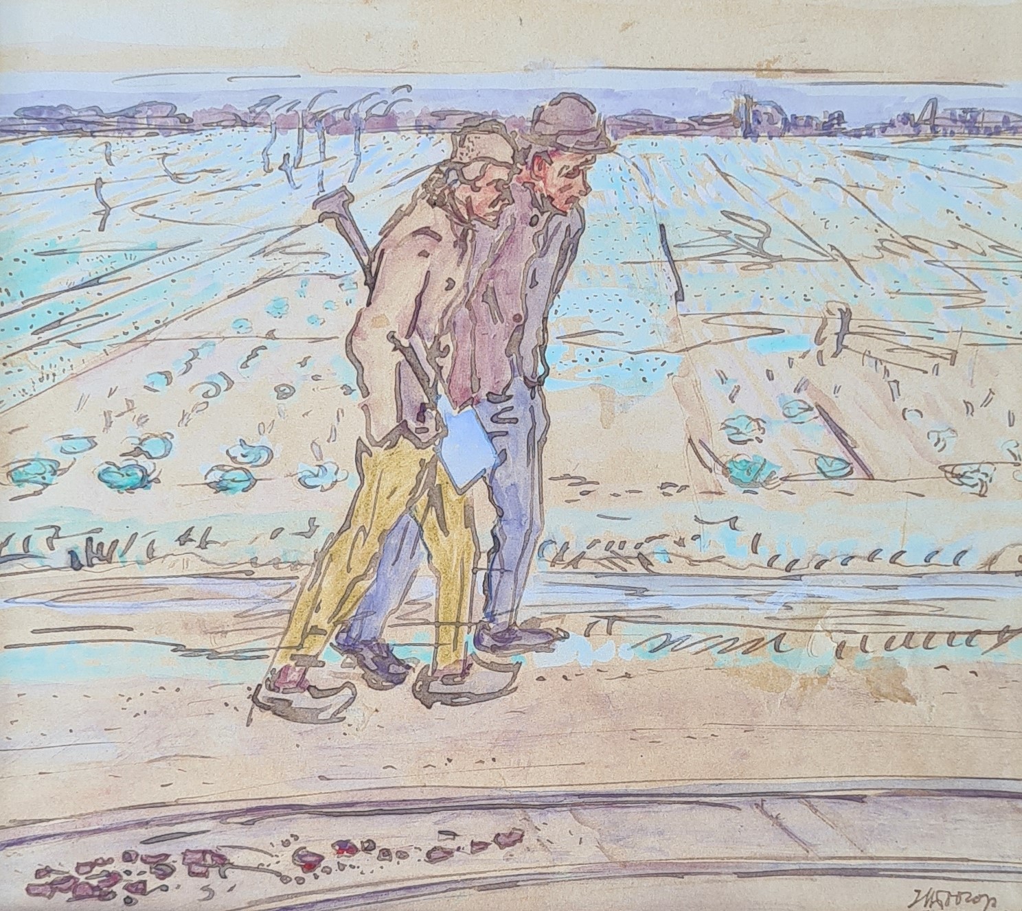 Jan Toorop boeren op het veld